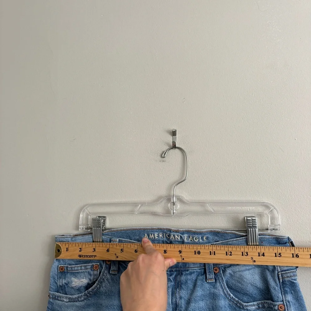 American Eagle Stovepipe Jeans Womens 8 Blue Medium Wash High Rise Straight - Picture 5 of 9